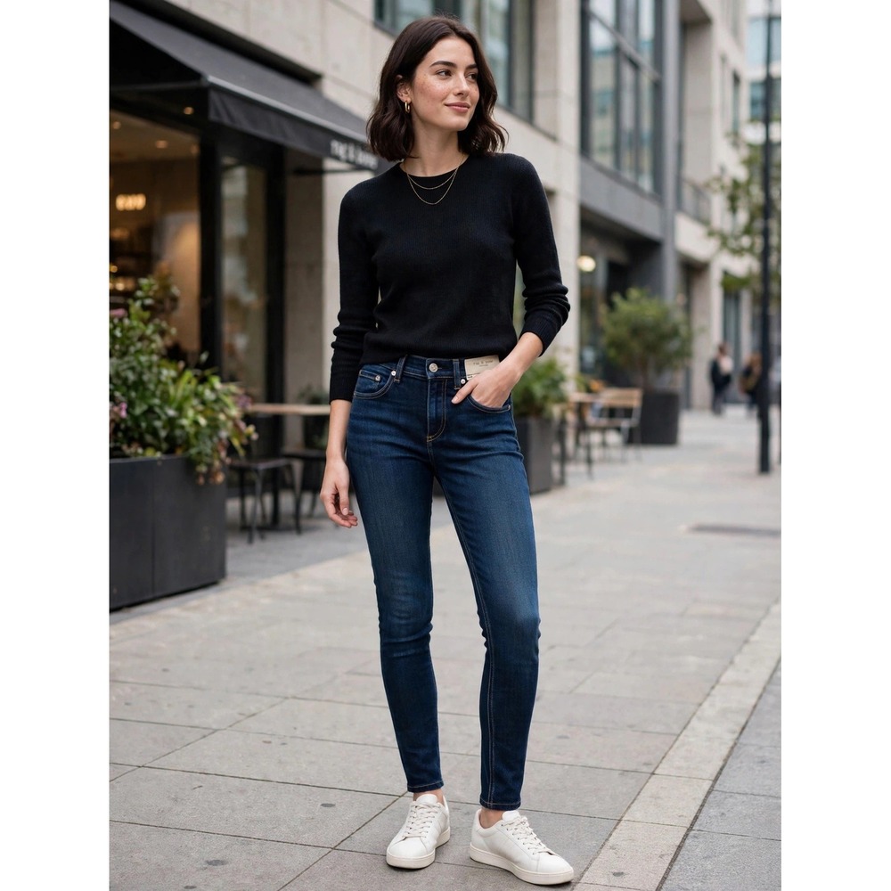 Rag & Bone Skinny Jeans Bedford Wash Dark Indigo W1502K089BED Size 25